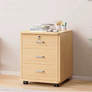 文件柜办公室木质带锁小柜子移动收纳柜抽屉柜带轮桌下储物柜矮柜